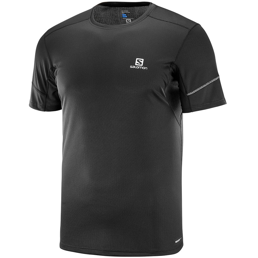 Salomon Singapore Mens T-shirts - AGILE SS M Black | 30146-OISW